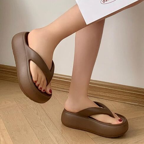 منصة Harssidanzar Womens Flip Flip Eva ، 6 سم كعب سميك حيد الصنادل Thong Thong للارتداء اليومي والشاطئ HL228US in Saudi Arabia
