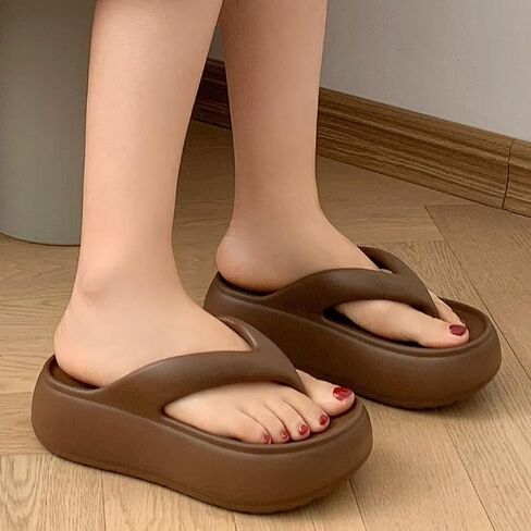 منصة Harssidanzar Womens Flip Flip Eva ، 6 سم كعب سميك حيد الصنادل Thong Thong للارتداء اليومي والشاطئ HL228US in Saudi Arabia