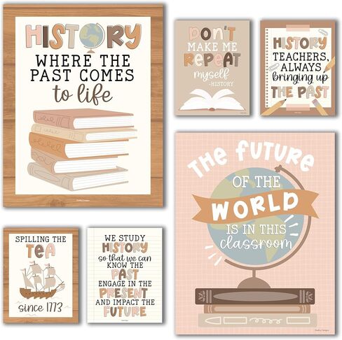 6 Boho US History Classroom Decor - US History Posters, Social Studies Classroom Decorations, History Teacher Supplies, Social Studies Posters, World History Posters For Classroom High School in Saudi Arabia
