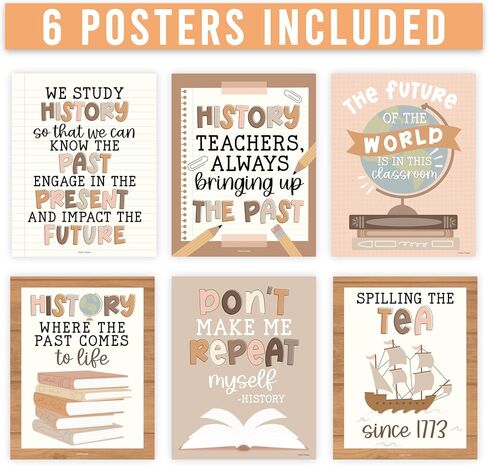6 Boho US History Classroom Decor - US History Posters, Social Studies Classroom Decorations, History Teacher Supplies, Social Studies Posters, World History Posters For Classroom High School in Saudi Arabia