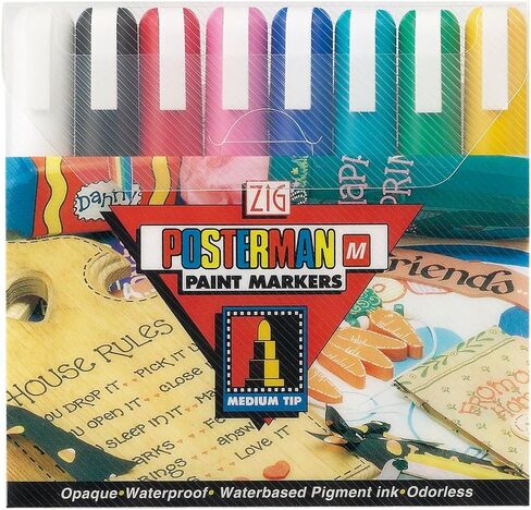Zig Posterman Broad Tip Markers, Multicolor, 8-Pack in Kuwait