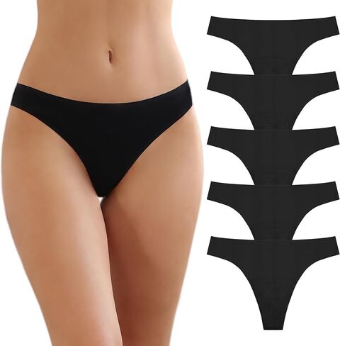 Women's Incontinence Thong Panties Washable Light Absorbency Leak Proof Underwear Bladder Control 5 Pack (2 Black-3 Beige, S) in Kuwait