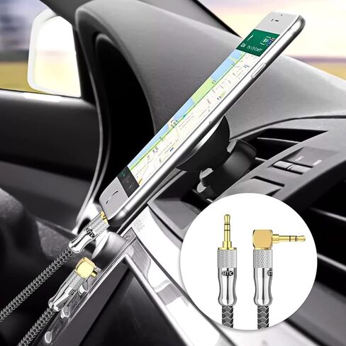 EMK 90 Degree Male to Right Angle Male 3.5mm Stereo Audio Aux Cable 0.5M Gold Plated Dual Angled TRS Aux Cord Compatible with Laptop, Smartphone, Music Player, Tablets, Speakers in Kuwait