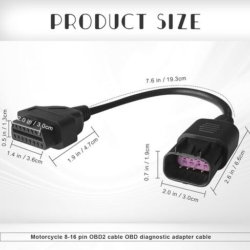 محول دراجة نارية ملائمة لـ OBD2 8Pin إلى 16Pin OBD Scanostic Scenser Adapter Moster 16 موصل PIN متوافق مع ATV Polaris Slingshot RZR in Saudi Arabia
