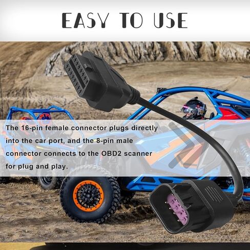 محول دراجة نارية ملائمة لـ OBD2 8Pin إلى 16Pin OBD Scanostic Scenser Adapter Moster 16 موصل PIN متوافق مع ATV Polaris Slingshot RZR in Saudi Arabia