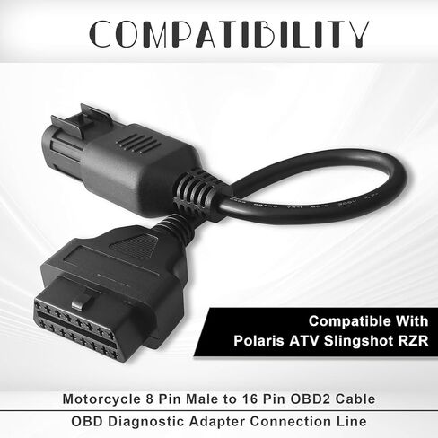 محول دراجة نارية ملائمة لـ OBD2 8Pin إلى 16Pin OBD Scanostic Scenser Adapter Moster 16 موصل PIN متوافق مع ATV Polaris Slingshot RZR in Saudi Arabia