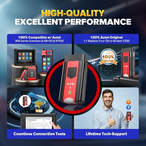 Autel Maxivci V200 VCI200 OBD2 Adapter Connector ، 2025 VCI 200 Car Wireless Interface ، العمل مع الماسح الضوئي التلقائي MAXISYS MS906PRO MS906 PRO-TS KM100 BT608 BT609 ITS600 MK906 PRO MK906 in Kuwait