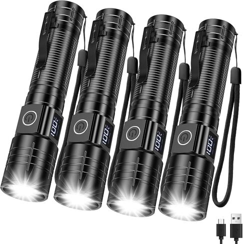 Rechargeable Flashlights High Lumens 20,000LM Super Bright LED Flashlight with Dimmable, Zoomable Beam Tactical Strong Lights, 6Modes Small Powerful Waterproof Flashlight for Camping Emergencies in Saudi Arabia