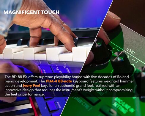 بيانو المسرح من Roland RD-08 - حزمة سوداء مع حامل قابل للتعديل، ودواسة مستدامة، ودروس البيانو عبر الإنترنت، وأقراص DVD التعليمية لأوستن بازار in Kuwait