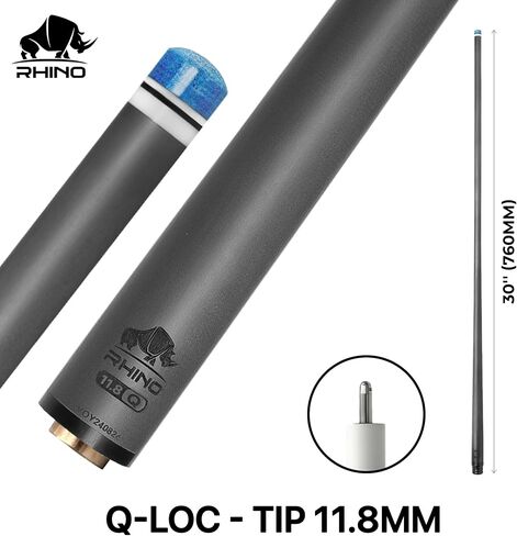 RHINO - 30" / Q-loc Carbon Pool Cue Single Shaft, Tip 12.2mm. Low Deflection Technology, Ultra-Smooth, Easy to Control, pro Taper in Saudi Arabia