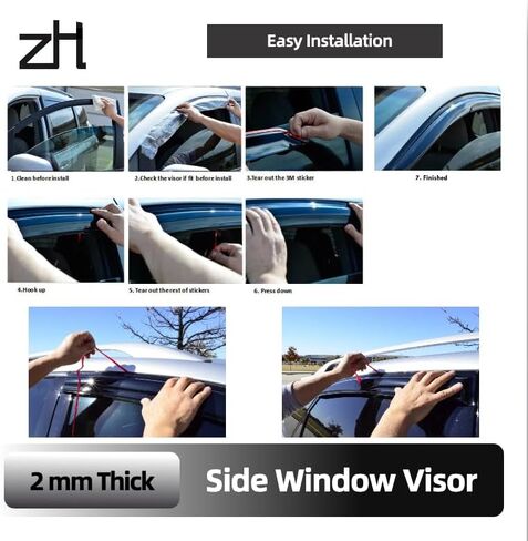 Fits for Volkswagen (VW) Jetta 2019 2020 2021 2022 2023 2024 Smoke Window Visor Set - Sun, Rain, and Vent Protection, 4-Pieces Tape-On Window Deflector Guard Kit in Saudi Arabia