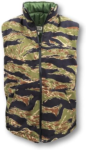John Ownbey Tiger Stripe Cotton Ripstop Vest W/Quilted Lining - Made in the US in Saudi Arabia