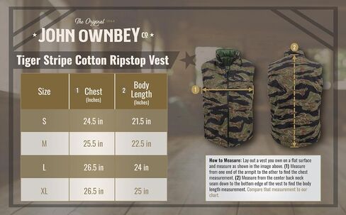 John Ownbey Tiger Stripe Cotton Ripstop Vest W/Quilted Lining - Made in the US in Saudi Arabia