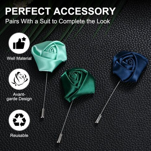 1 حزمة من طية صدر السترة للرجال ، وردة boutonnieres دبوس العريس boutonnieres لحفل الزفاف/الرقص/الحفلات ، ودبابيس طية طية لدعاوى الساتان زهرة [سيلفر رمادي] in Kuwait