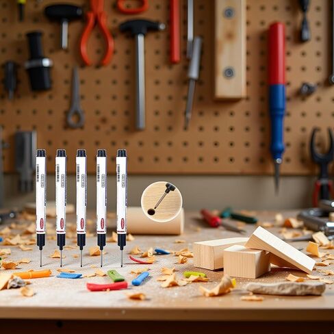 Multicolor Long Head Deep Hole Marker Pens,Permanent Markers, Set of 5, For Woodworking (White) in Kuwait