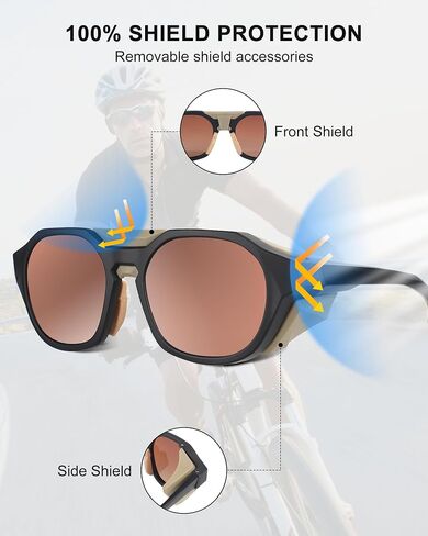 Polarized Sunglasses for Men Women, UV Protection, Light Shields Design with Elastic Strap, Ideal for Cycling Running Fishing Outdoor Sport, Brown in Saudi Arabia