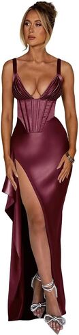 Mermaid Cocktail Dresses 2025 Long for Women Satin Pleated Prom Dress with Slit TN319 in Saudi Arabia