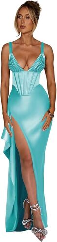 Mermaid Cocktail Dresses 2025 Long for Women Satin Pleated Prom Dress with Slit TN319 in Saudi Arabia