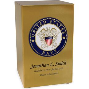 Air Force Veteran Cremation Urn for Ashes - Full Color United States Military Medallion on Antique Bronze Finish Urn - 200 Cubic Inch Capacity Urn - Includes Personalization in Kuwait