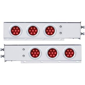 United Pacific 61762 SS Series Pring Spring Loved Love Bar مع نمط الترباس 2.5 بوصة ، وضوء توقف/انعطف ، و LED الأحمر والعدسة ، وزوج ، مع إطار مسطح Chrome ، 7 LED لكل ضوء in Kuwait