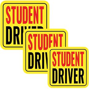 New Driver Magnet for Car, student driver magnet, 3-Pack Removable Reflective Car Decals - Durable Automotive Exterior Accessories Stickers for Cars (Red/Black - Student, 3.54/4.13/4.72 inch) in Kuwait
