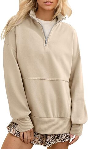 Sweatshirt for Women Casual Long Sleeve Half Zip Pullover Lightweight Sweatshirts Tops Fall Fashion Outfits 2025 in Saudi Arabia