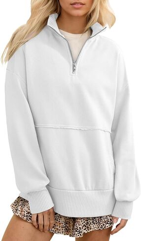 Sweatshirt for Women Casual Long Sleeve Half Zip Pullover Lightweight Sweatshirts Tops Fall Fashion Outfits 2025 in Saudi Arabia