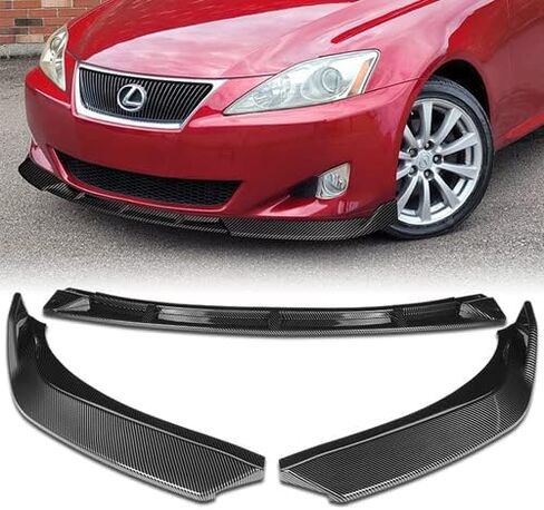 3 Pieces STP-Style Front Bumper Lip Spoiler Splitter Side Body Kit Trim Protection Compatible with 2006-2008 Lexus IS250 IS350, 2007 (Painted Carbon Style) in Saudi Arabia