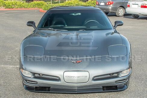 Replacement for 1997-2004 Chevrolet Corvette C5 All Models | ZR1 Extended Style Front Bumper Lip Splitter Side Skirts Panel Pair & Rear Trunk Wing Spoiler (ABS Plastic - Painted Glossy Black) in Kuwait