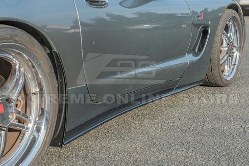 Replacement for 1997-2004 Chevrolet Corvette C5 All Models | ZR1 Extended Style Front Bumper Lip Splitter Side Skirts Panel Pair & Rear Trunk Wing Spoiler (ABS Plastic - Painted Glossy Black) in Kuwait