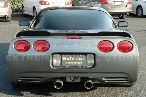 Replacement for 1997-2004 Chevrolet Corvette C5 All Models | ZR1 Extended Style Front Bumper Lip Splitter Side Skirts Panel Pair & Rear Trunk Wing Spoiler (ABS Plastic - Painted Glossy Black) in Kuwait