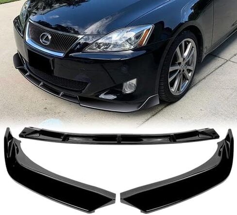 3 Pieces STP-Style Front Bumper Lip Spoiler Splitter Side Body Kit Trim Protection Compatible with 2006-2008 Lexus IS250 IS350, 2007 (Painted Carbon Style) in Saudi Arabia
