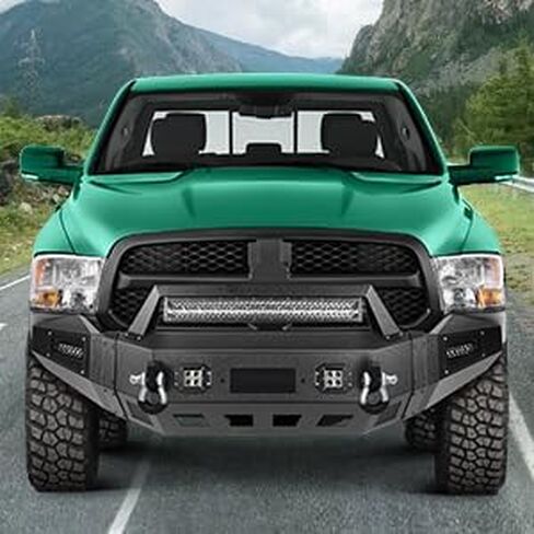 SCITOO Heavy Duty Steel Front Bumper fit for 2013-2018 for Dodge for Ram 1500 Texture Black Bumper,with Red D-ring and LED Lights in Saudi Arabia