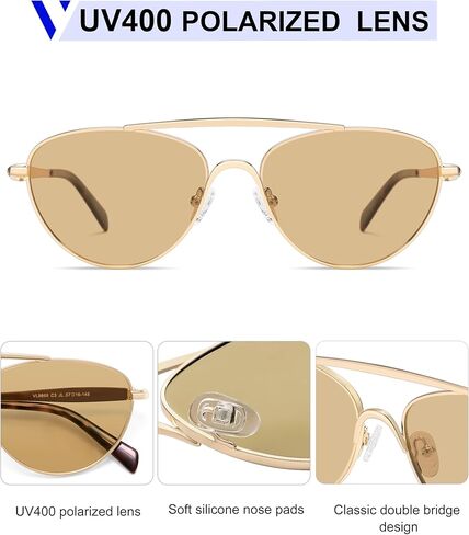 Vanlinker استقطاب Aviator Metal Metal Gey Eye Sunglasses for Women Men Retro Vintage Shades VL9868 in Kuwait