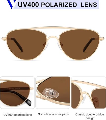 Vanlinker استقطاب Aviator Metal Metal Gey Eye Sunglasses for Women Men Retro Vintage Shades VL9868 in Kuwait