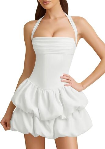 ForElise Short Homecoming Dresses 2025 Halter Double Layered Bubble Mini Dress in Saudi Arabia