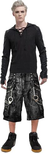 رجال الجينز الجينز المروع البديل المتزلج البديل القوطية القوطية الروك cyber goth steampunk راكب الدراجة النارية قصيرة in Saudi Arabia