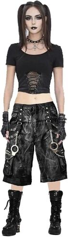 رجال الجينز الجينز المروع البديل المتزلج البديل القوطية القوطية الروك cyber goth steampunk راكب الدراجة النارية قصيرة in Saudi Arabia
