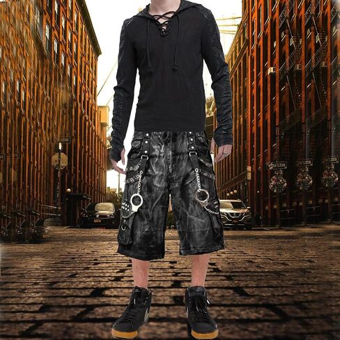 رجال الجينز الجينز المروع البديل المتزلج البديل القوطية القوطية الروك cyber goth steampunk راكب الدراجة النارية قصيرة in Saudi Arabia