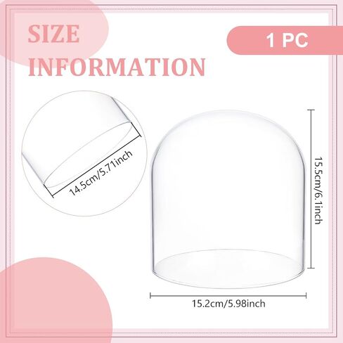 BENECREAT 6x6inch Clear Glass Cover, Cloche Dome Glass Dome Cover, Decorative Display Cover for Plants, Fairy Lights or Table Decor in Kuwait
