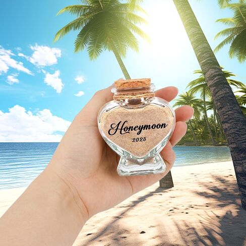 2 Pcs Honeymoon Sand Keepsake Jar 2025 Heart-shaped Sand Bottles Keepsake Glass Bottles Decorative Jars Bridal Shower Wedding Engagement Gifts for Her Him Man Women Couples Newlywed in Saudi Arabia