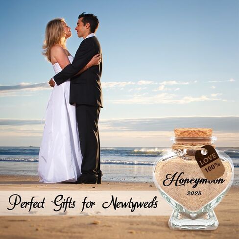 2 Pcs Honeymoon Sand Keepsake Jar 2025 Heart-shaped Sand Bottles Keepsake Glass Bottles Decorative Jars Bridal Shower Wedding Engagement Gifts for Her Him Man Women Couples Newlywed in Saudi Arabia