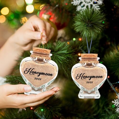 2 Pcs Honeymoon Sand Keepsake Jar 2025 Heart-shaped Sand Bottles Keepsake Glass Bottles Decorative Jars Bridal Shower Wedding Engagement Gifts for Her Him Man Women Couples Newlywed in Saudi Arabia