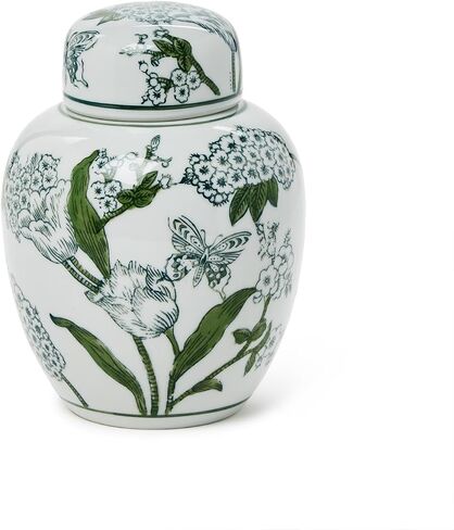 شركة Primrose و Lotus Chinoiserie Ginger Jar مع غطاء ، 7.5 بوصة ، الخزف in Saudi Arabia