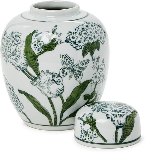 شركة Primrose و Lotus Chinoiserie Ginger Jar مع غطاء ، 7.5 بوصة ، الخزف in Saudi Arabia