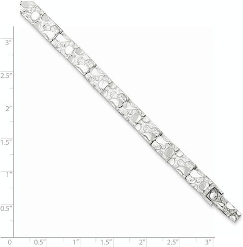 Solid 925 Sterling Silver Nugget Bracelet - with Secure Lobster Lock Clasp in Saudi Arabia