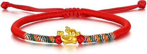 24K Solid Gold Bracelets, Real Pure Gold Bracelet Chinese Zodiac Jewelry Adjustable Braided Bracelet Rabbit Dragon Dog Piggy for Women Men Girlfriend in Saudi Arabia