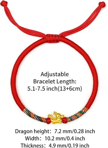 24K Solid Gold Bracelets, Real Pure Gold Bracelet Chinese Zodiac Jewelry Adjustable Braided Bracelet Rabbit Dragon Dog Piggy for Women Men Girlfriend in Saudi Arabia
