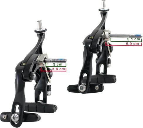 Tektro R559 فرجار فرامل الطريق أذرع طويلة 55 ~ 73 مم (مفتاح ألين غائر) أمامي/خلفي/مجموعة/فضي أسود in Kuwait