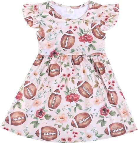 nebljgo Toddler Girls Rugby Short Sleeve Dress Knee Length Dress 2-8Y in Kuwait